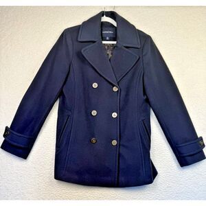 Lands End Peacoat‎ Jacket Womens 8T Wool Cashmere Double Breasted Classic Coat